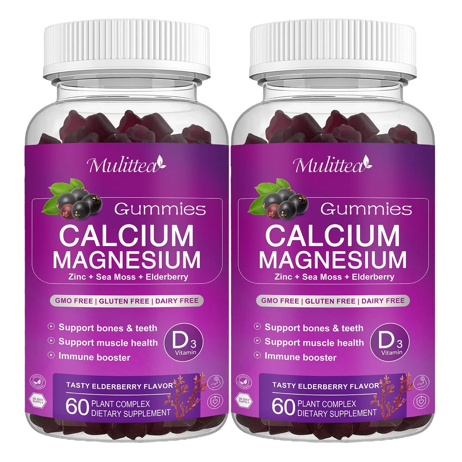 Calcium Magnesium Zinc Gummies for Bone Health & Mood Support 2 Pack