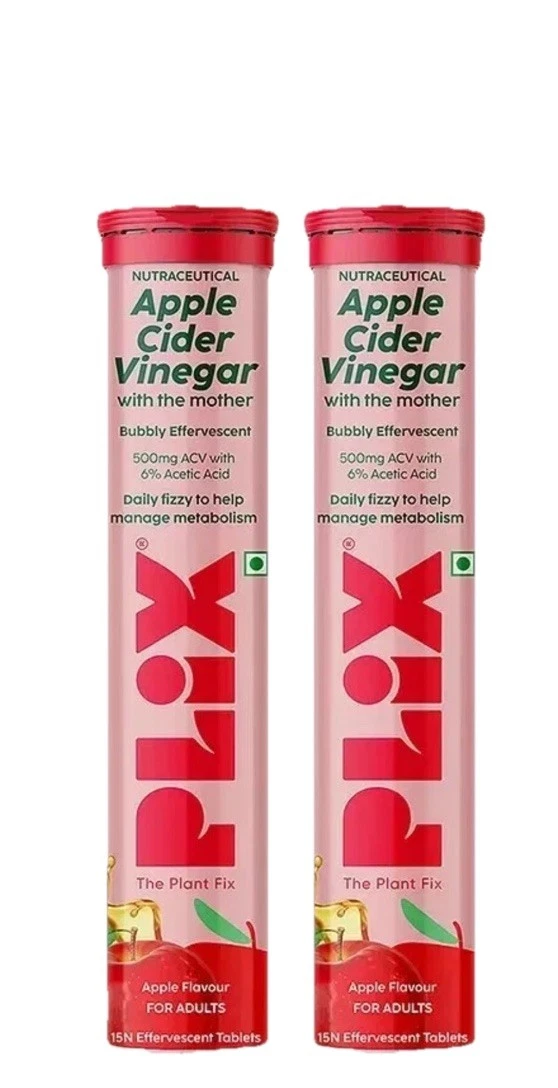 PLIX Apple Cider Vinegar 15 Effervescent For Weight Loss - 30 Total