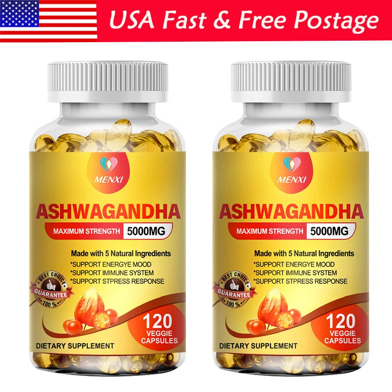 Ashwagandha Capsules - 240 Pills - 5000mg - Immunity Support - USA Free Shipping