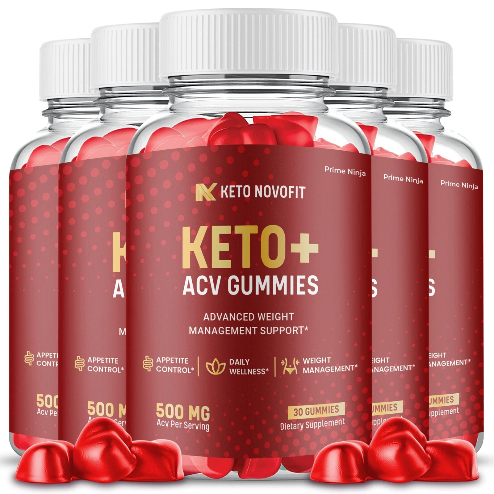 Keto Novofit Keto ACV Gummies, Max Strength with Apple Cider Vinegar (5 Pack)