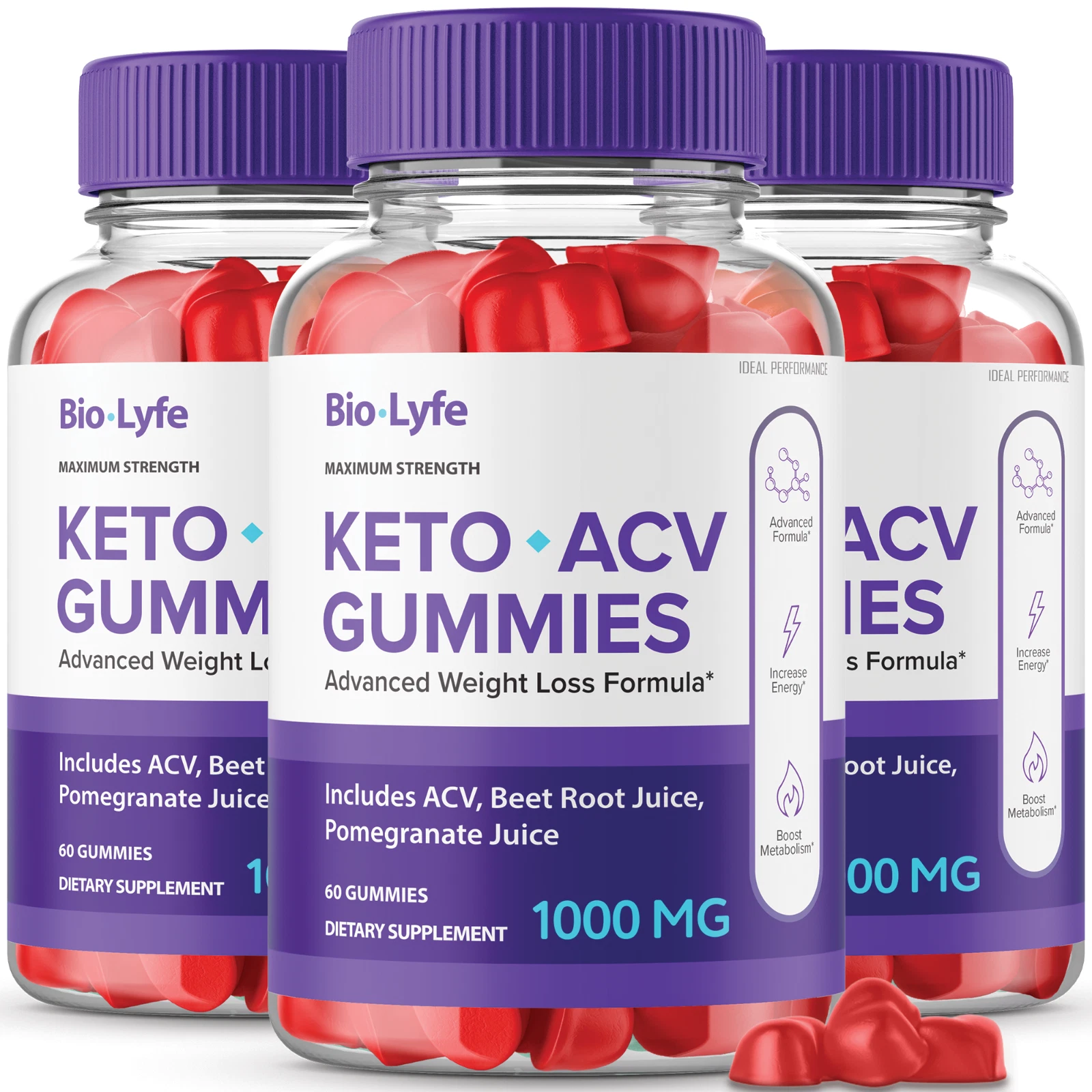 (3 Pack) Biolyfe Keto ACV Gummies Bio Lyfe Keto Gummy Biolife Keto (180 Gummies)