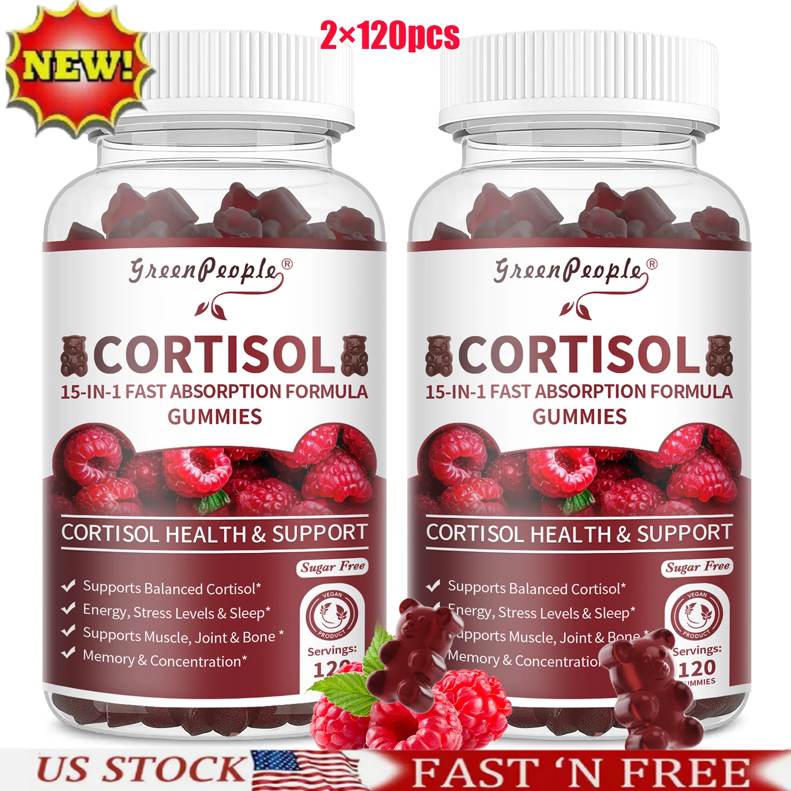 Suplemento de apoyo suprarrenal - Alivio natural del estrés & Administrador de cortisol 240 un.