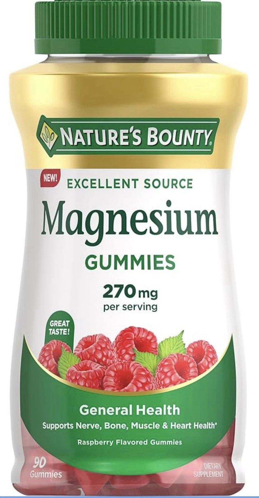 Natures Bounty Magnesium Gummies 270 mg per Serving Raspberry 90 Gummies 01/26