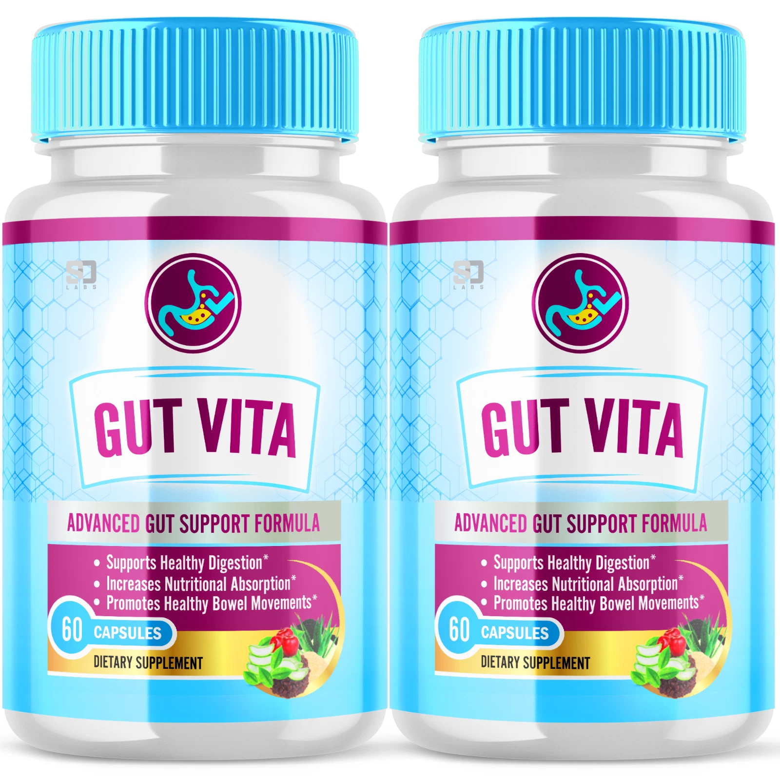 (2 Pack) Gut Vita, Gut Vita Digestion & Gut Health Probiotic (120 Capsules)