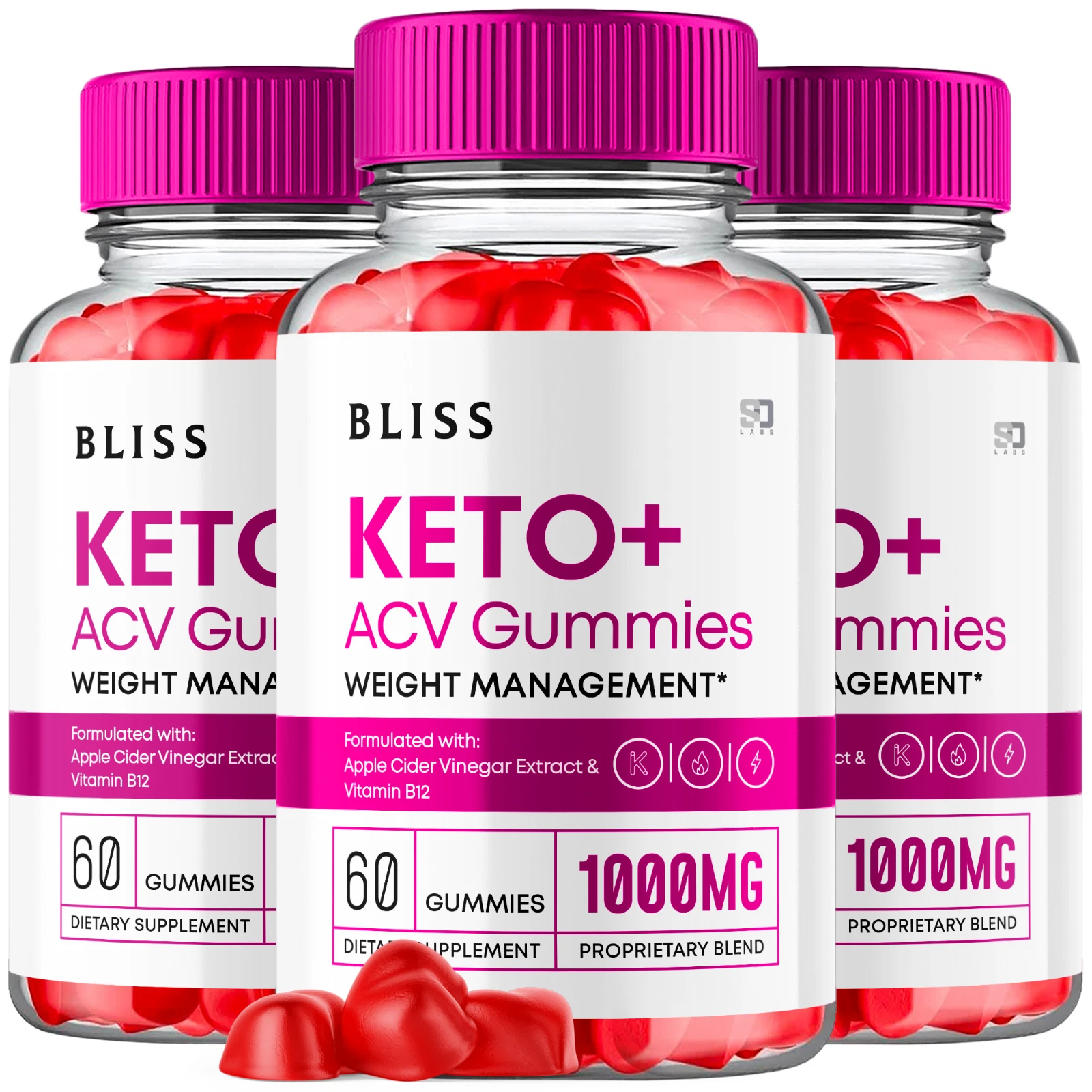 (3 Pack) Bliss Keto Gummies, Bliss Keto ACV Gummies Weight Loss (180 Gummies)