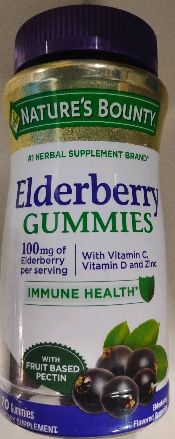 Nature's Bounty Elderberry Gummies Immune Health 70 Gummies Exp 07/2026