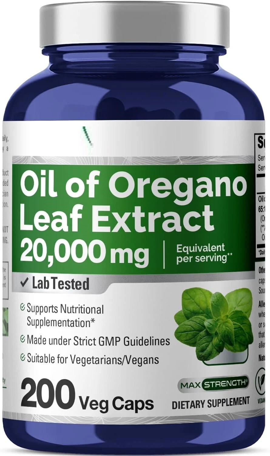 Oregano Oil 20,000mg 200Caps Contains Carvacrol Non GMO/Vegan