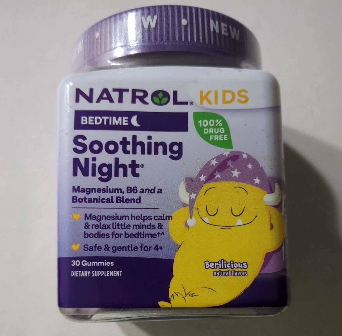 Natrol Kids Soothing Night Bedtime Without Melatonin Berry Gummies 30 Count
