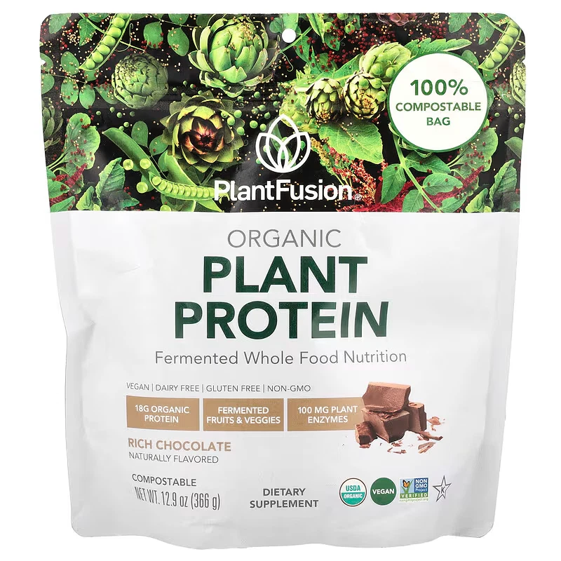 PlantFusion ORGANIC PLANT PROTEIN Fermented Whole Food Nutrition RICH CHOCOLATE