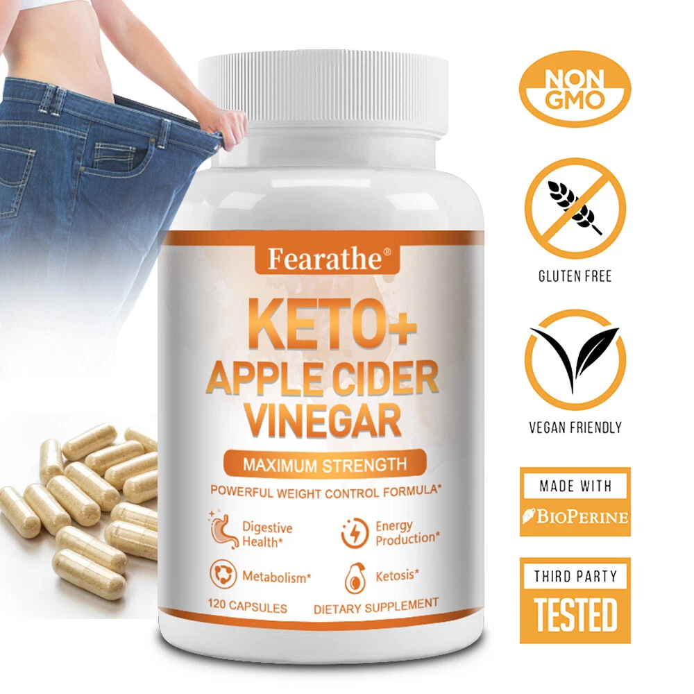 Keto + Apple Cider Vinegar Capsules - Maximum Strength 1250mg Vegan Caps