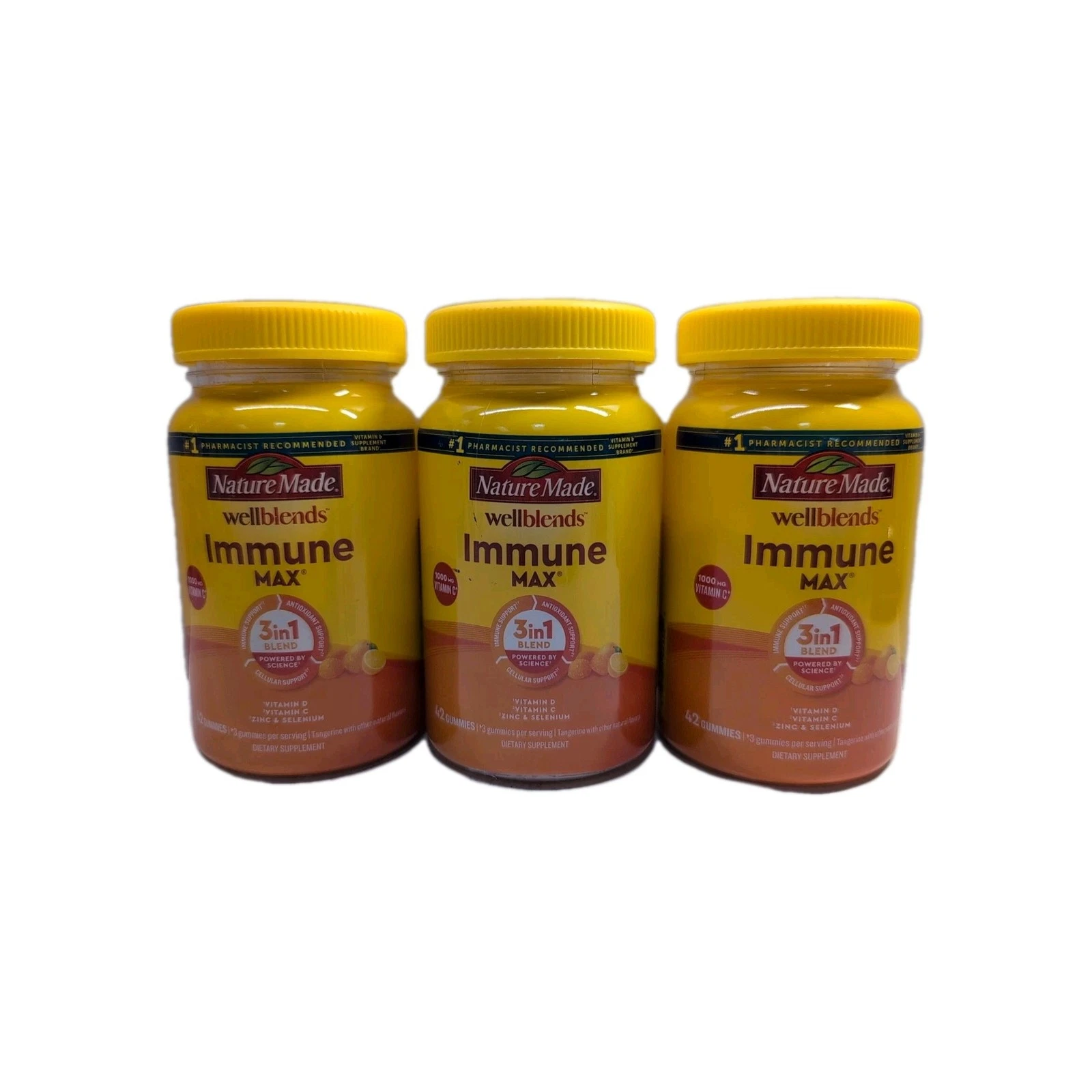 3 Nature Made Wellblends Immune Max 3in1 Vitamin C, D &Zinc Gummies 42 Ea. 12/25