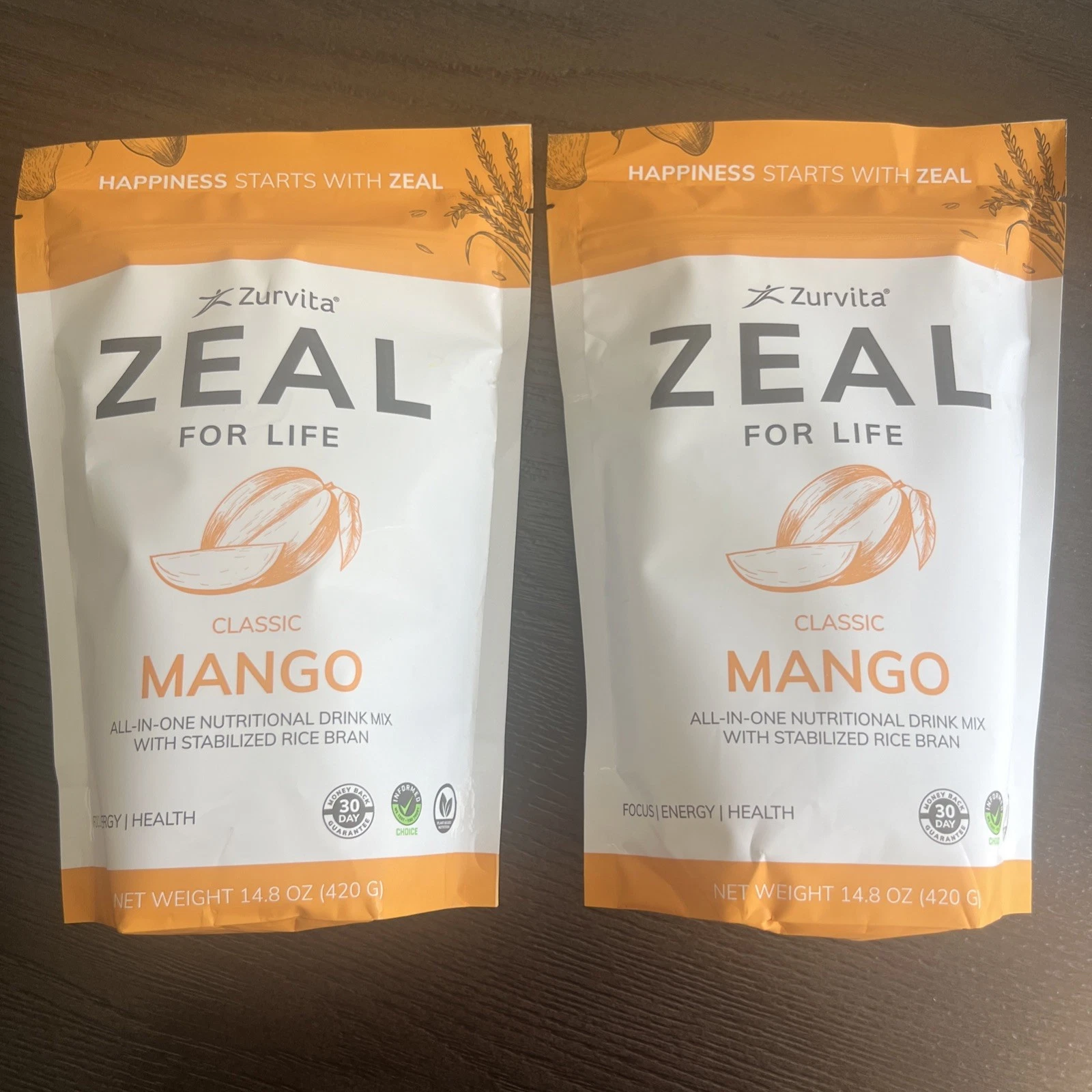 2x Zurvita Zeal for Life CLASSIC MANGO 60 Servings Exp 9/2026 - NEW (Lot of 2)