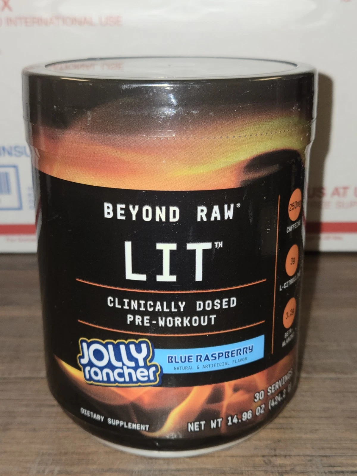 Beyond Raw Lit Pre-Workout Jolly Rancher Blue Raspberry 14.96 Oz Exp. 07/2027