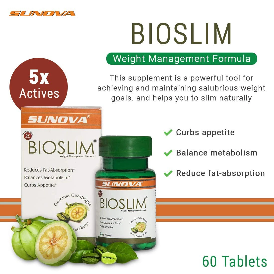 Sunova Bioslim gyógynövény (60 tabletta) Súlykezelés és az anyagcsere növelése