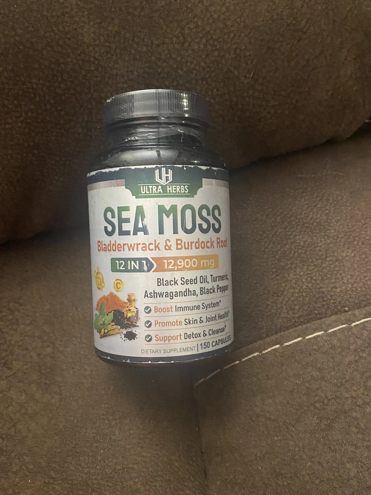 Organic Sea Moss Capsules 12,900Mg with Black Seed Oil, Ashwagandha, Burdock Roo