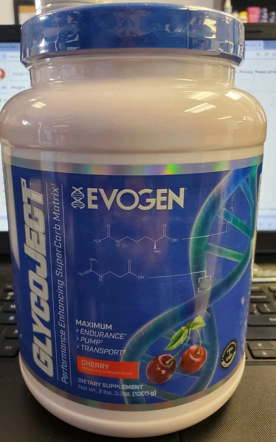 Evogen GlycoJect - Super Carb Powder Rapid Absorption for PreWorkout Carb Cherry