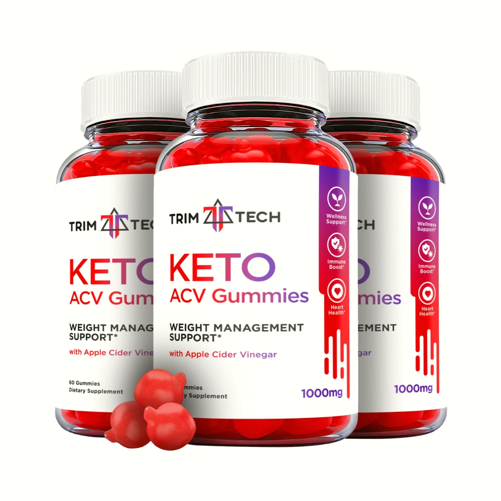 3-Pack Trim Tech Keto Gummies - TrimTech Keto ACV Weight Loss - 180 Gummies