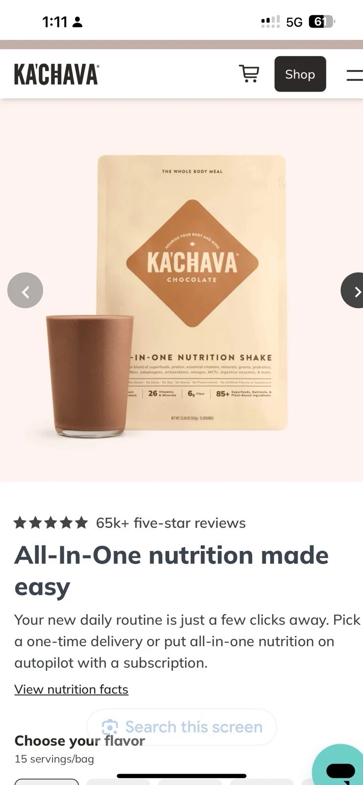 KACHAVA Chocolate THE ALL-IN-ONE NUTRITION SHAKE SMALL BAG (930g) 01-2026