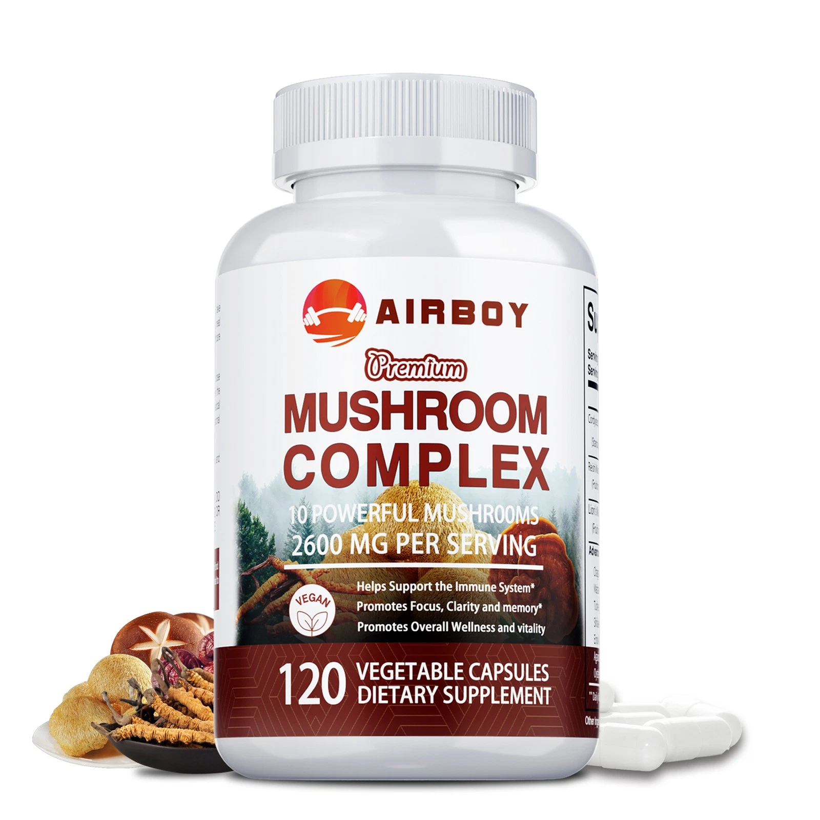 Mushroom Complex - Lions Mane, Reishi, Shiitake, Immune Support - Brain & Focus