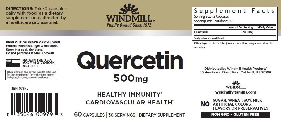 Quercetin 500 mg – Healthy Immune Support & Antioxidant Supplement – 60 Capsules