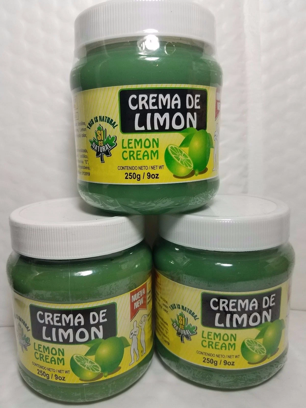 3 PACK LEMON CREAM 9 OZ EACH CREMA REDUCTORA DE LIMON 250 GR EA. SEALED ORIGINAL