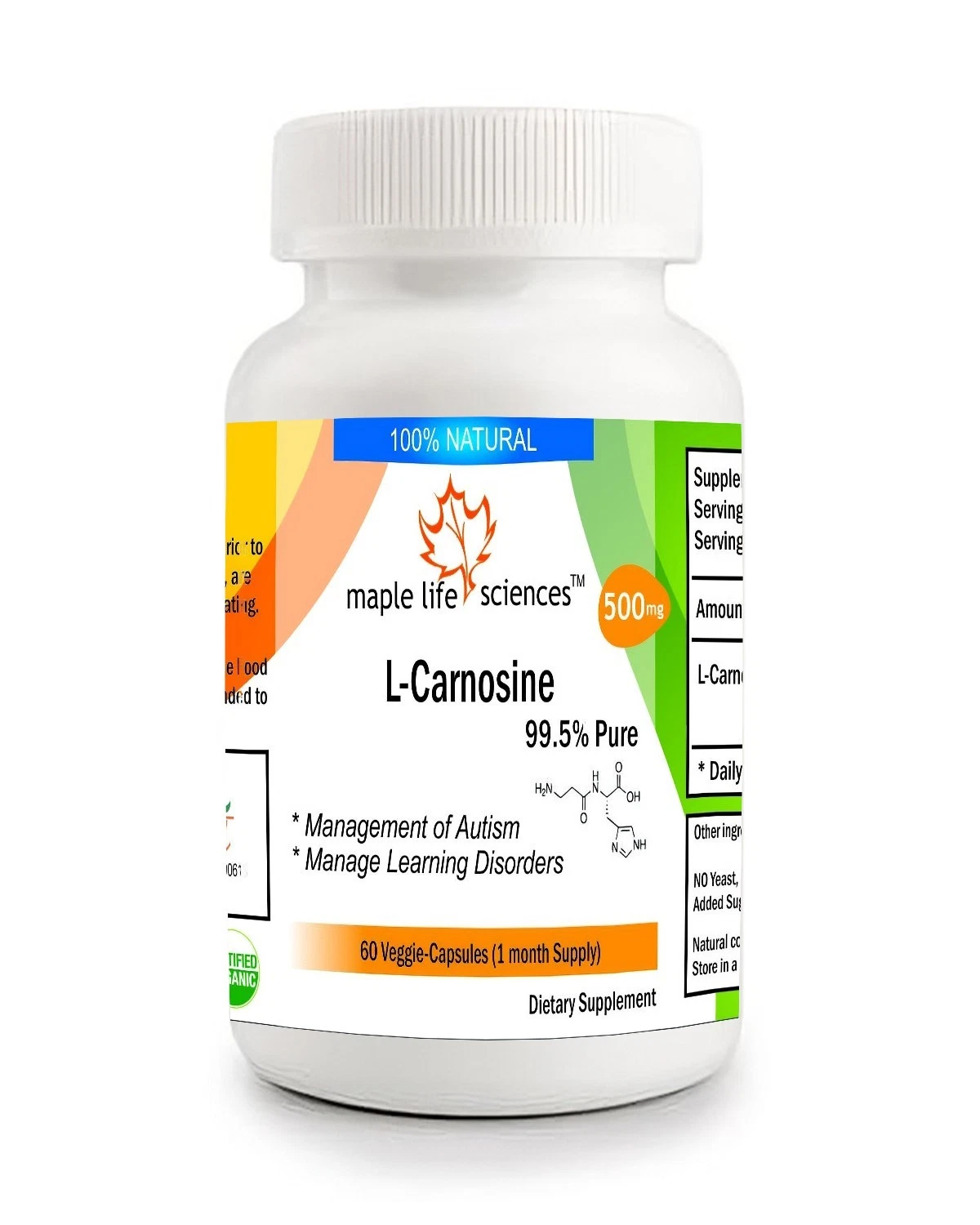 L-Carnosine Capsules 99.5% Pure & High Quality NO FILLERS