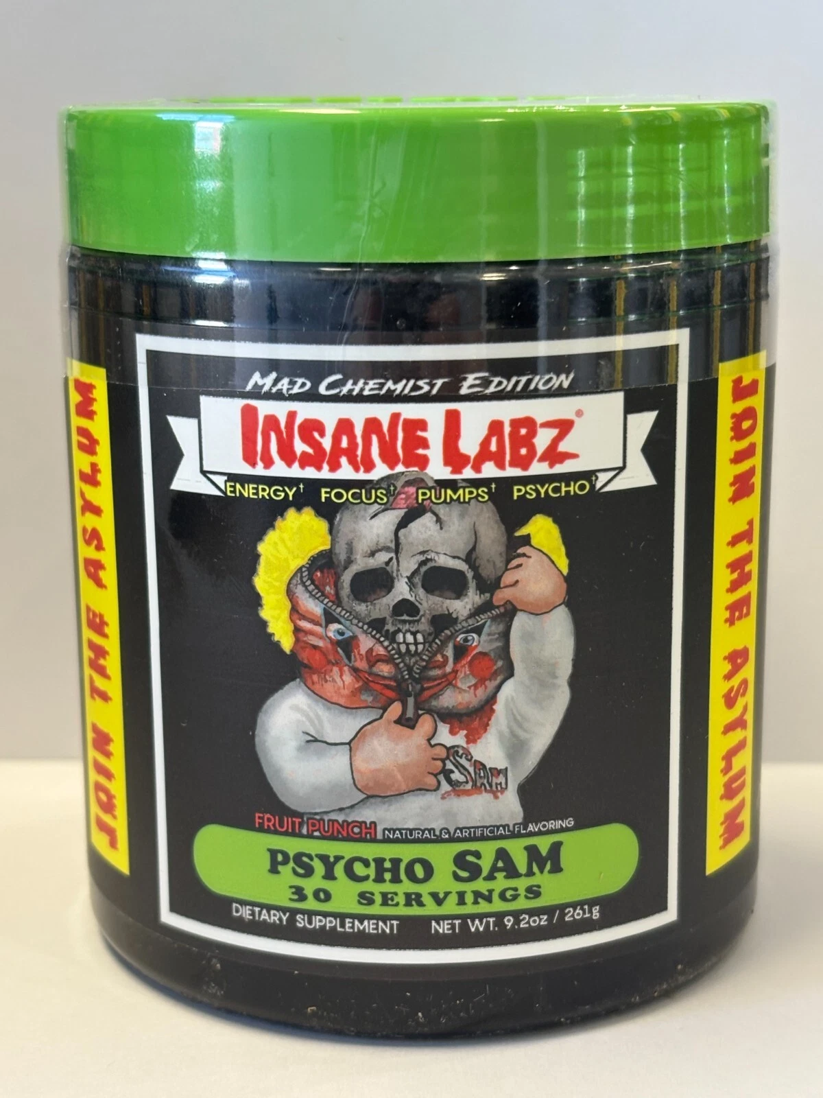 Psycho Sam Pre Workout Fruit Punch 30 servings Insane Labz