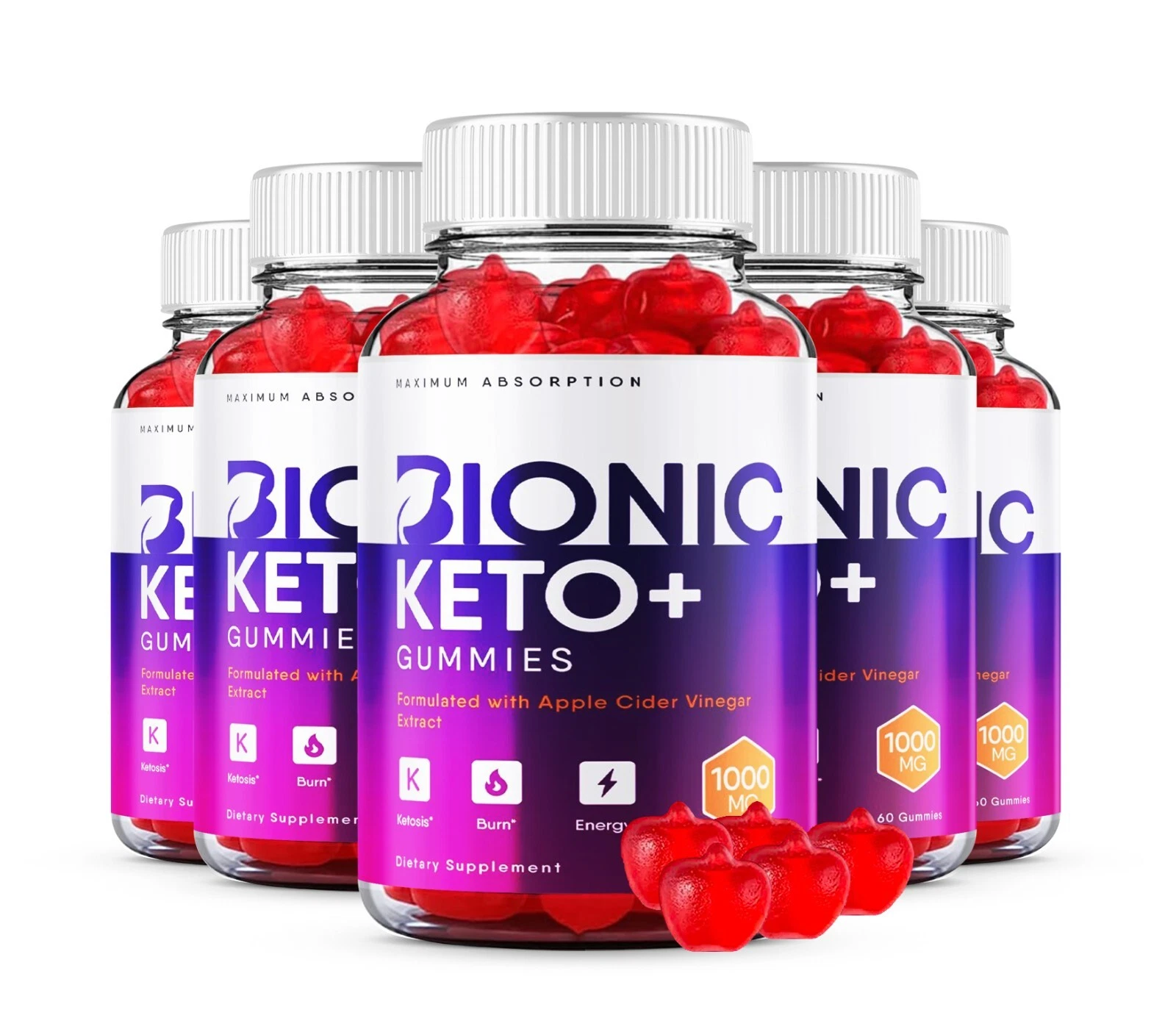 Bionic Keto ACV Gummies Weight Loss Dietary Supplements (300 Gummies) 5-Pack