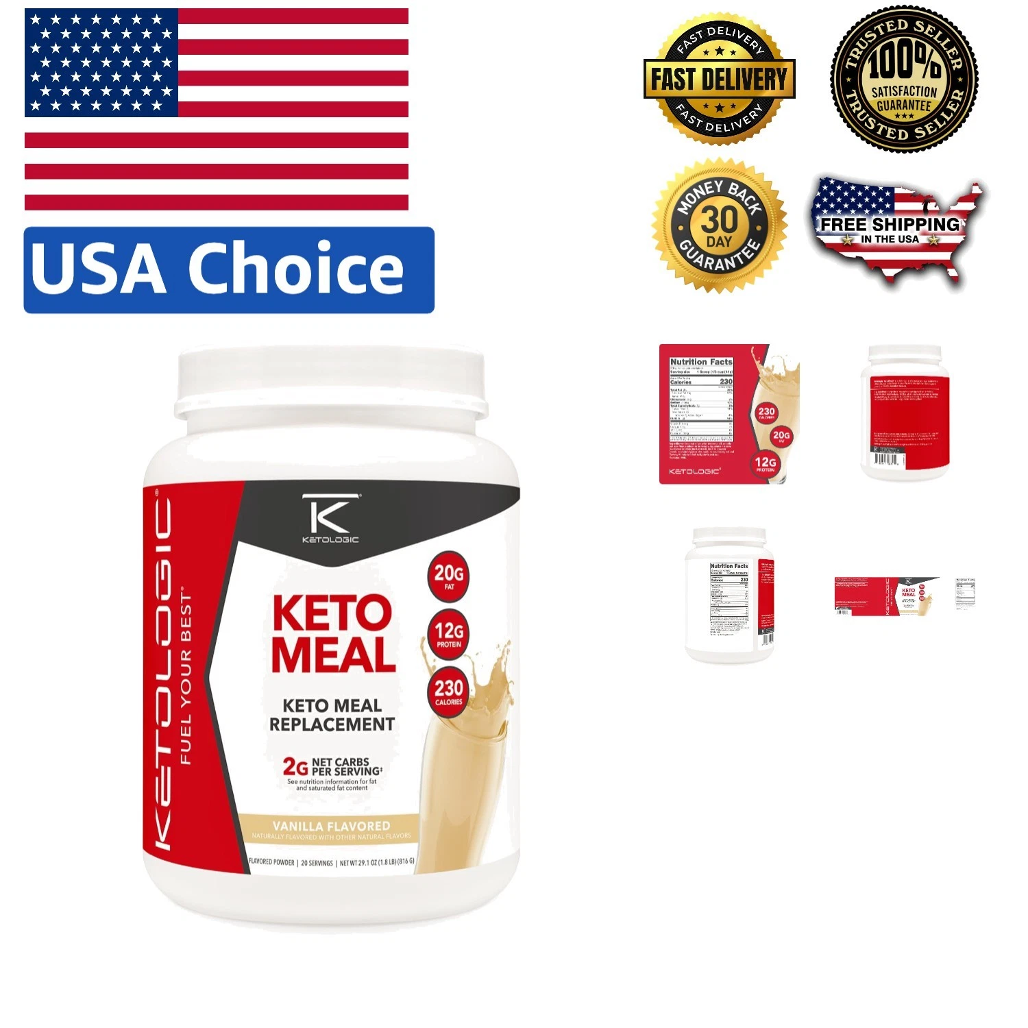 MCT-Enhanced Vanilla Keto Shake - 20 Servings for Sustained Energy & Satiety