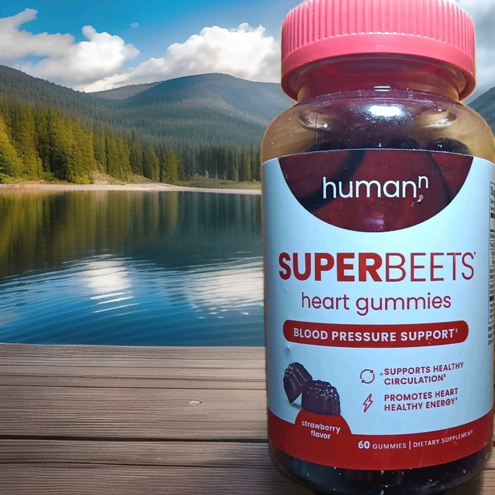 HUMANN SUPER BEETS HEART GUMMIES BLOOD PRESSURE SUPPORT 60 STRAWBERRY GUMMIES!!!