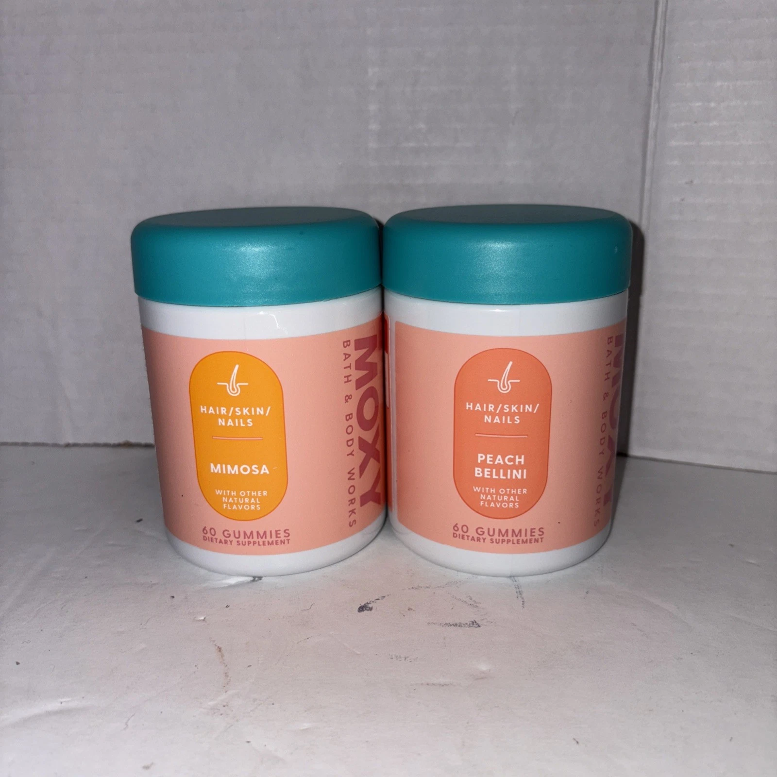 2x Bath & Body Works Moxy Gummies 1-Peach Bellini 1-Mimosa 60 Gummies Each