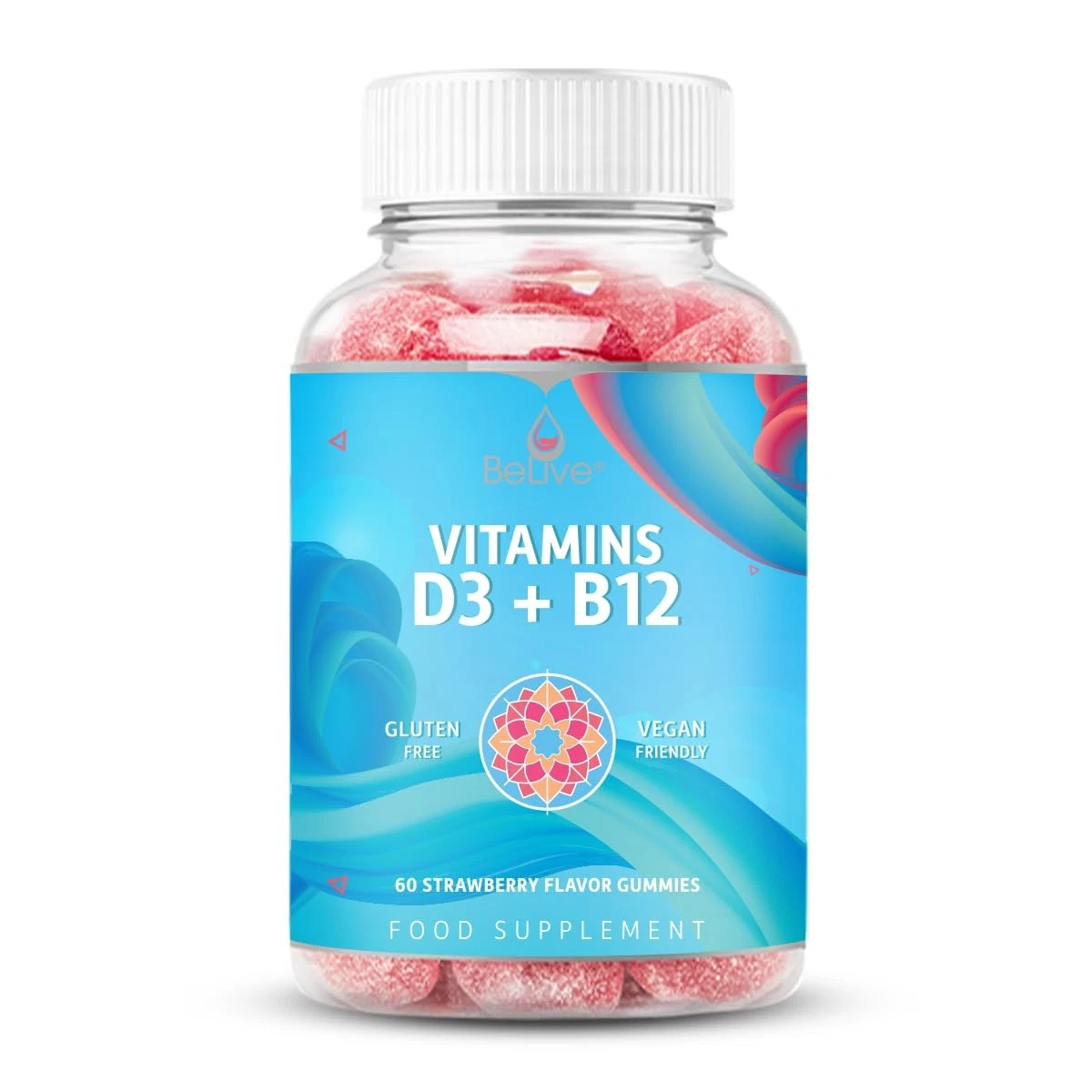 BeLive Vitamin D3 Gummies with B12 Vitamins - 60 Ct I Immune Support Gummies wit