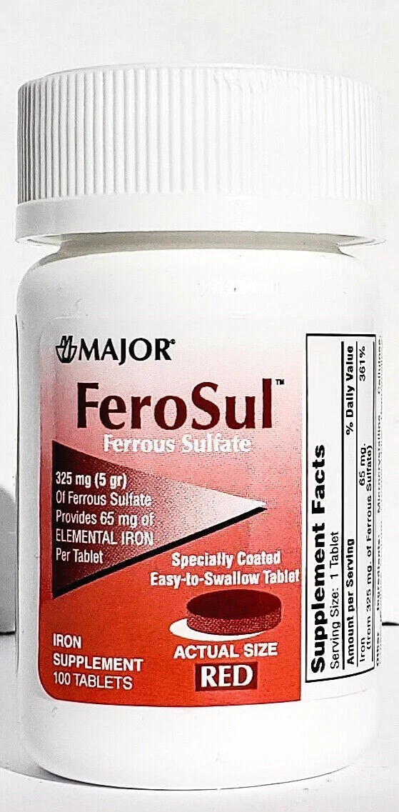 Major FeroSul (Ferrous Sulfate) 325 mg 100ct
