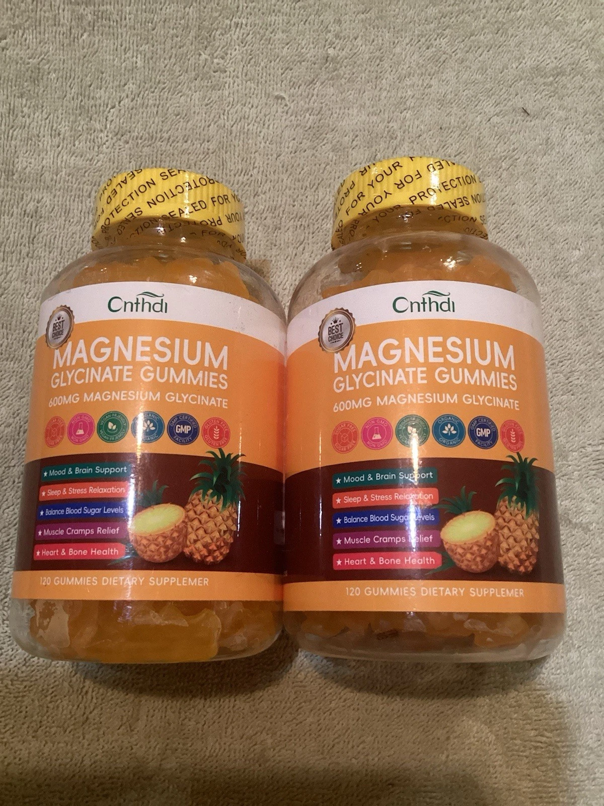 Magnesium Glycinate Gummies Pineapple, 120 In Each Lot Of 2 7/2026