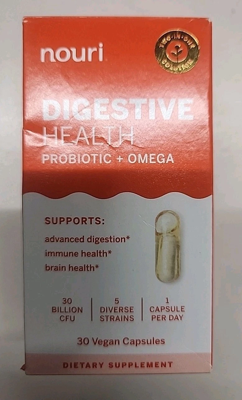Nouri Probiotic & Omega Oil Digestive 30 Billion Vegan Capsules Orange Scented