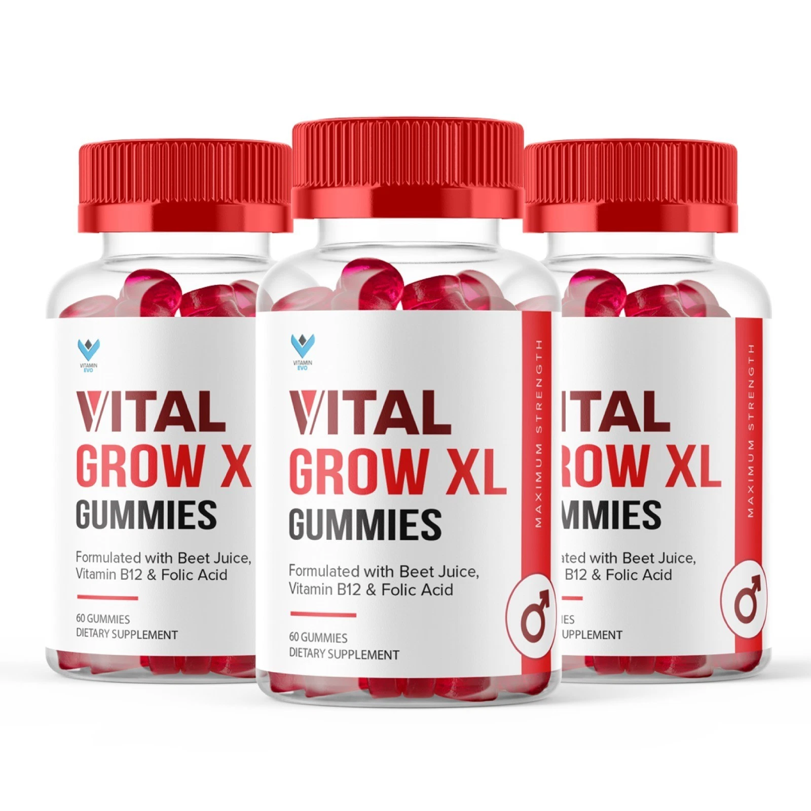 (3 Pack) Vital Grow XL Performance Gummies 1000MG Support For Men 180 Gummies