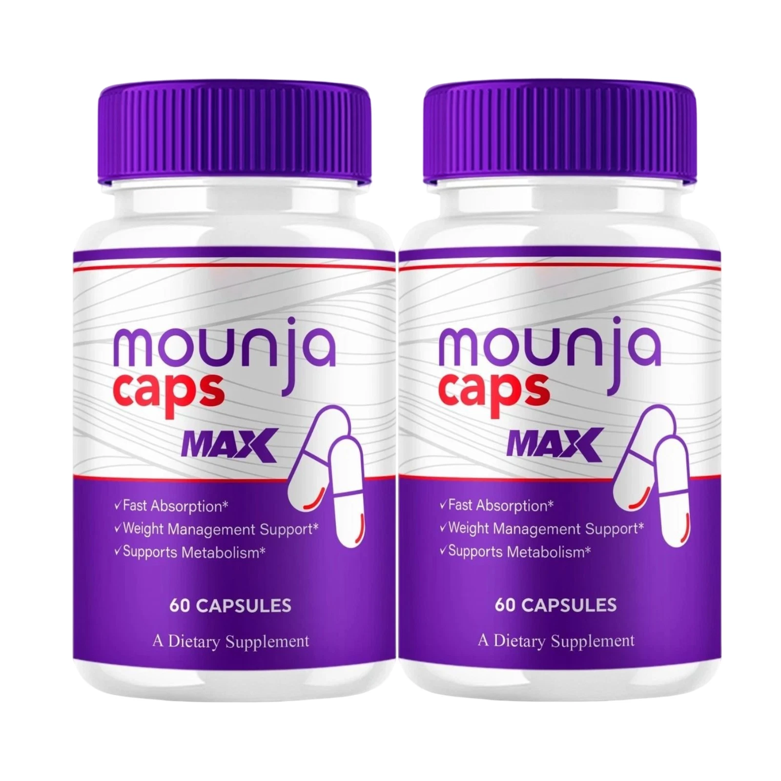 2-Pack Mounja Caps Max Support, Mounja Caps Supports Weight Loss - 120 Capsules