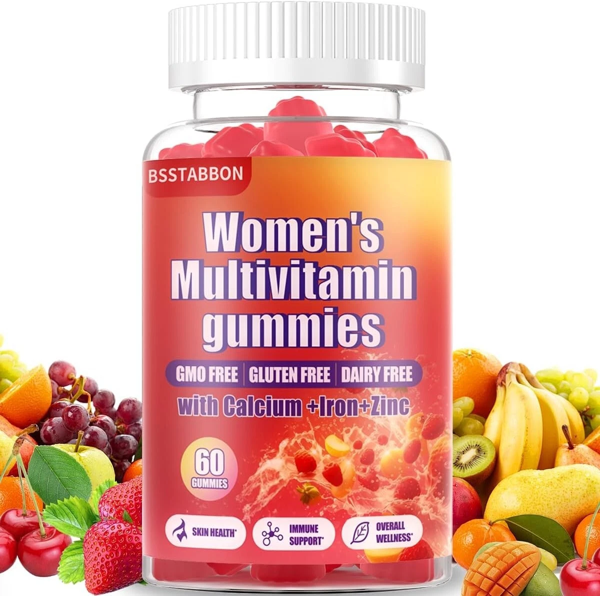 Women's Multivitamin Gummies Peach Flavor, Contains 6 Essential Vitamins (2PACK)