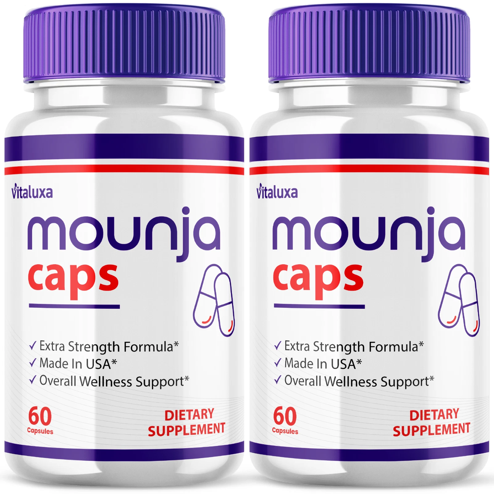 (2 Pack) Mounja Caps Capsules, MounjaCaps Pills Advanced Formula (120 Capsules)