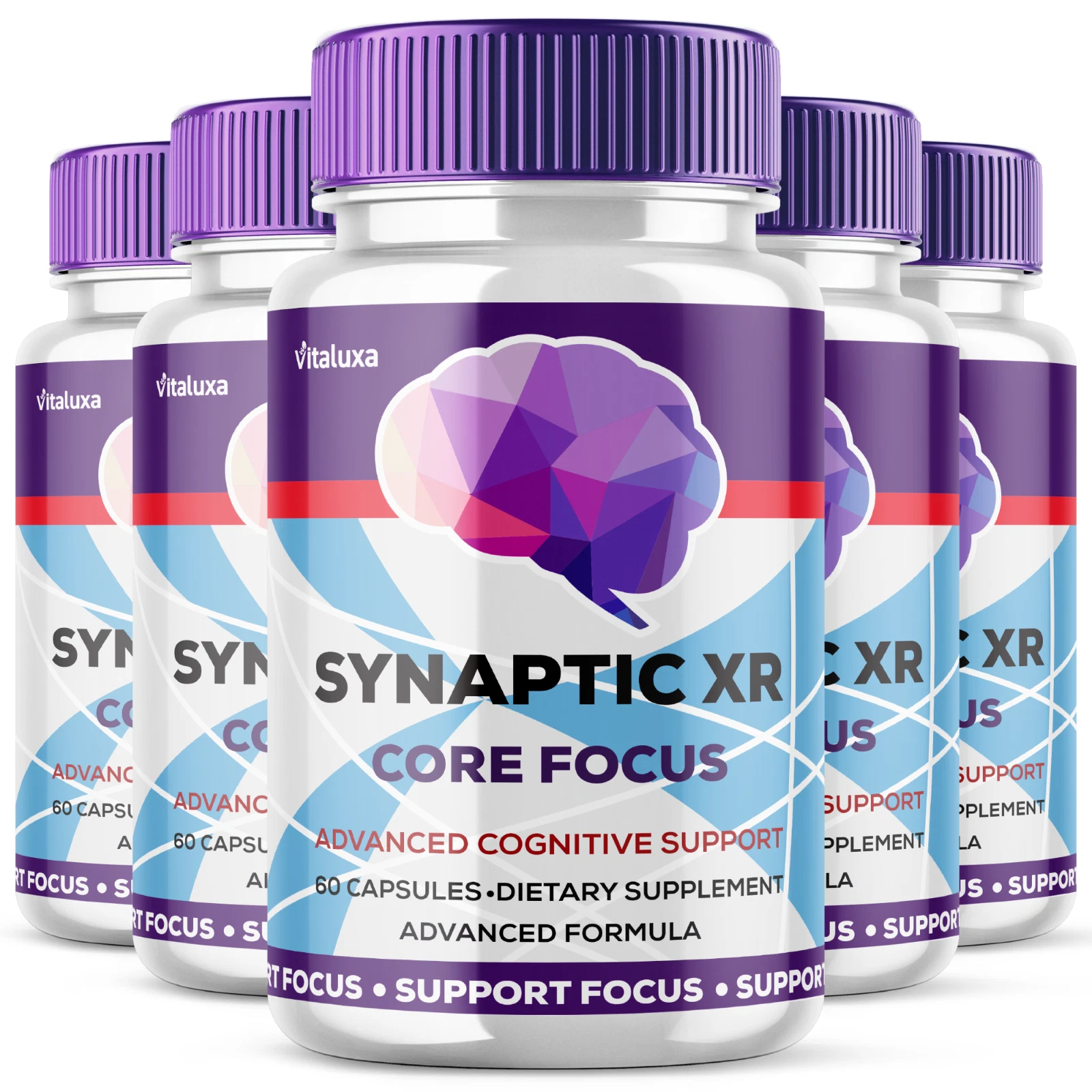 (5 Pack) Synaptic XR Core Focus Pill Cognitive Performance Focus (300 Capsules)