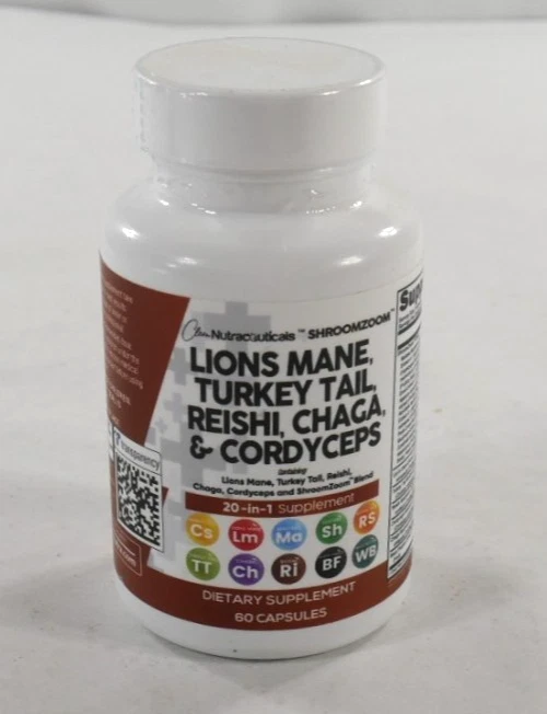Clean Nutraceuticals Lions Mane 20 in 1 Mushroom Supplement 60 Capsules Sealed