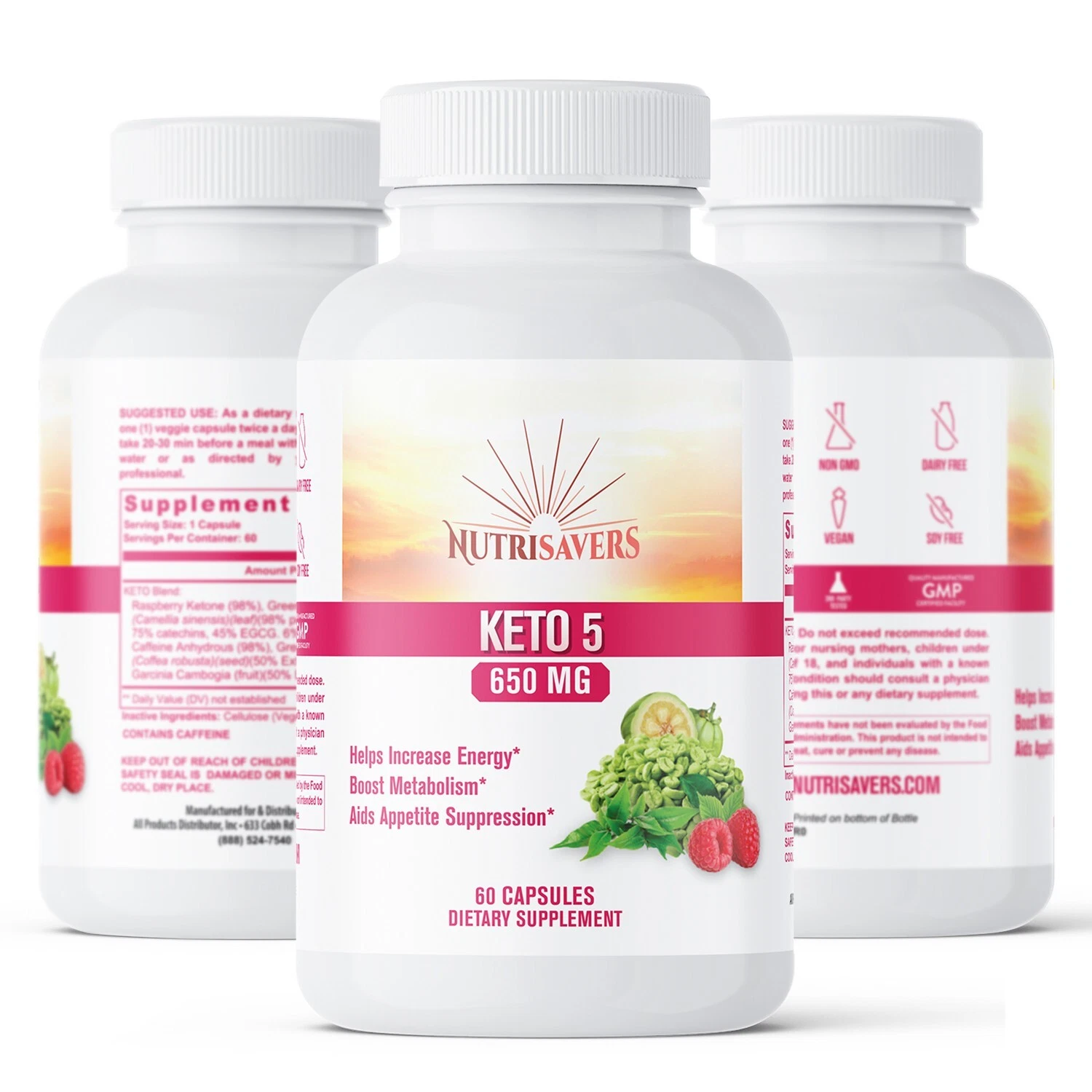 Keto-5 Blend Extra Strength Keto Blend, Raspberry Ketone Green Tea, 180 Caps