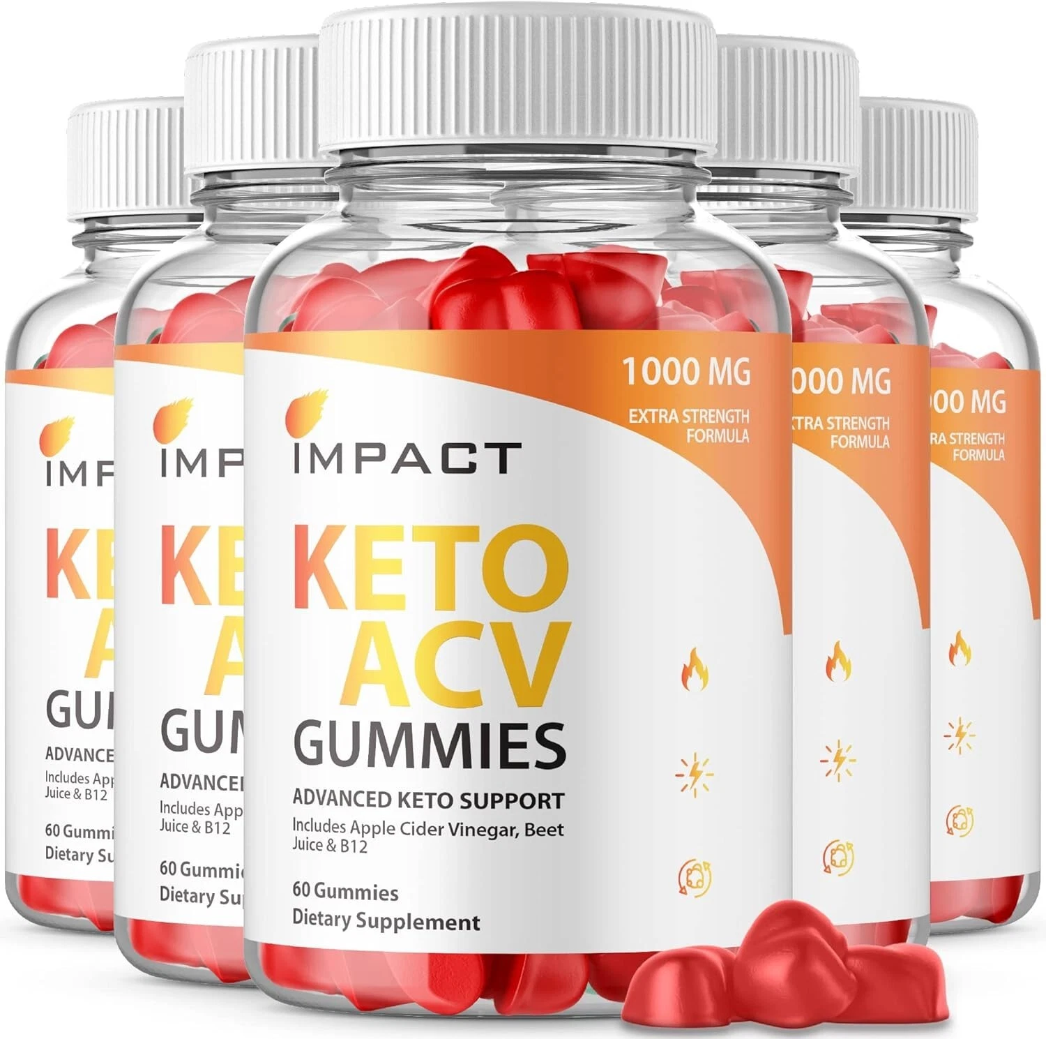 (5 Pack) Impact Keto ACV Gummies Weight Loss - 300 Gummies