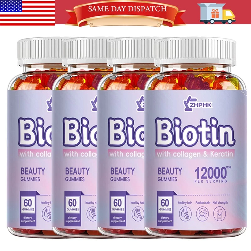 60ct Hair Skin and Nails Gummies - Supports Healthy Hair - Vegan biotin Vitamins