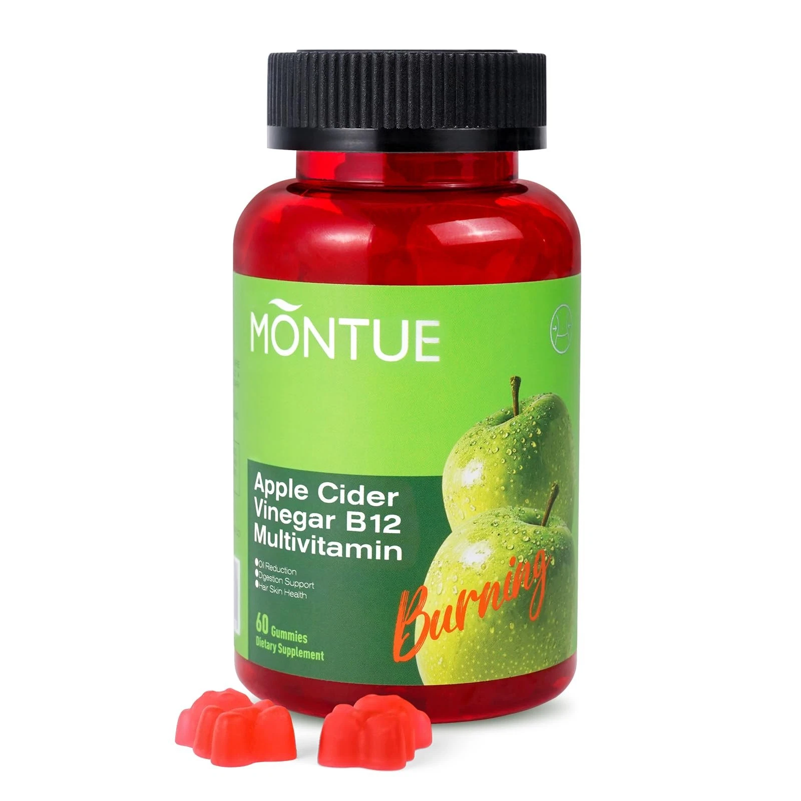 Montue Apple Cider Vinegar Gummies B12 Multivitamin,ACV Supplement Gummy Vitamin