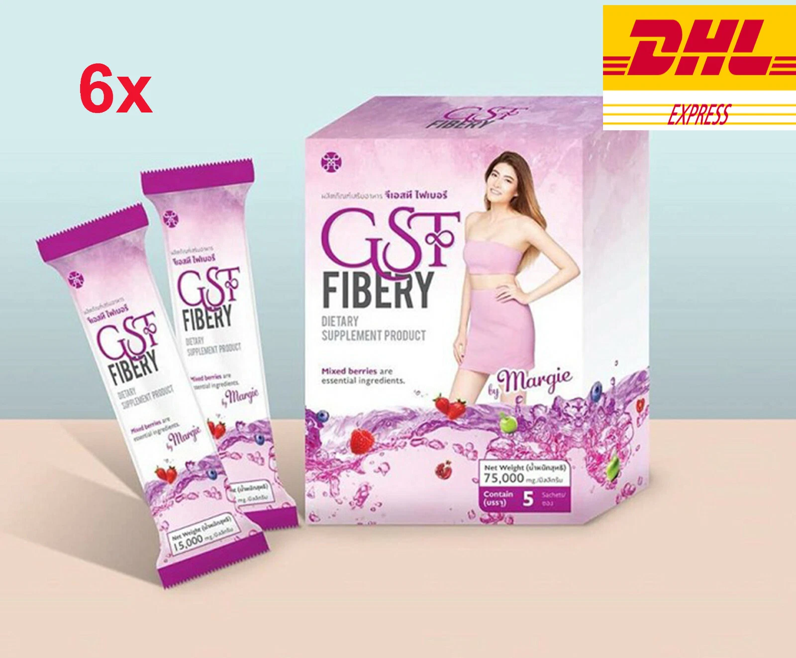 6x GST Fibery Detox Clean Weight Loss Dietary Supplement Slimming 15 sachets