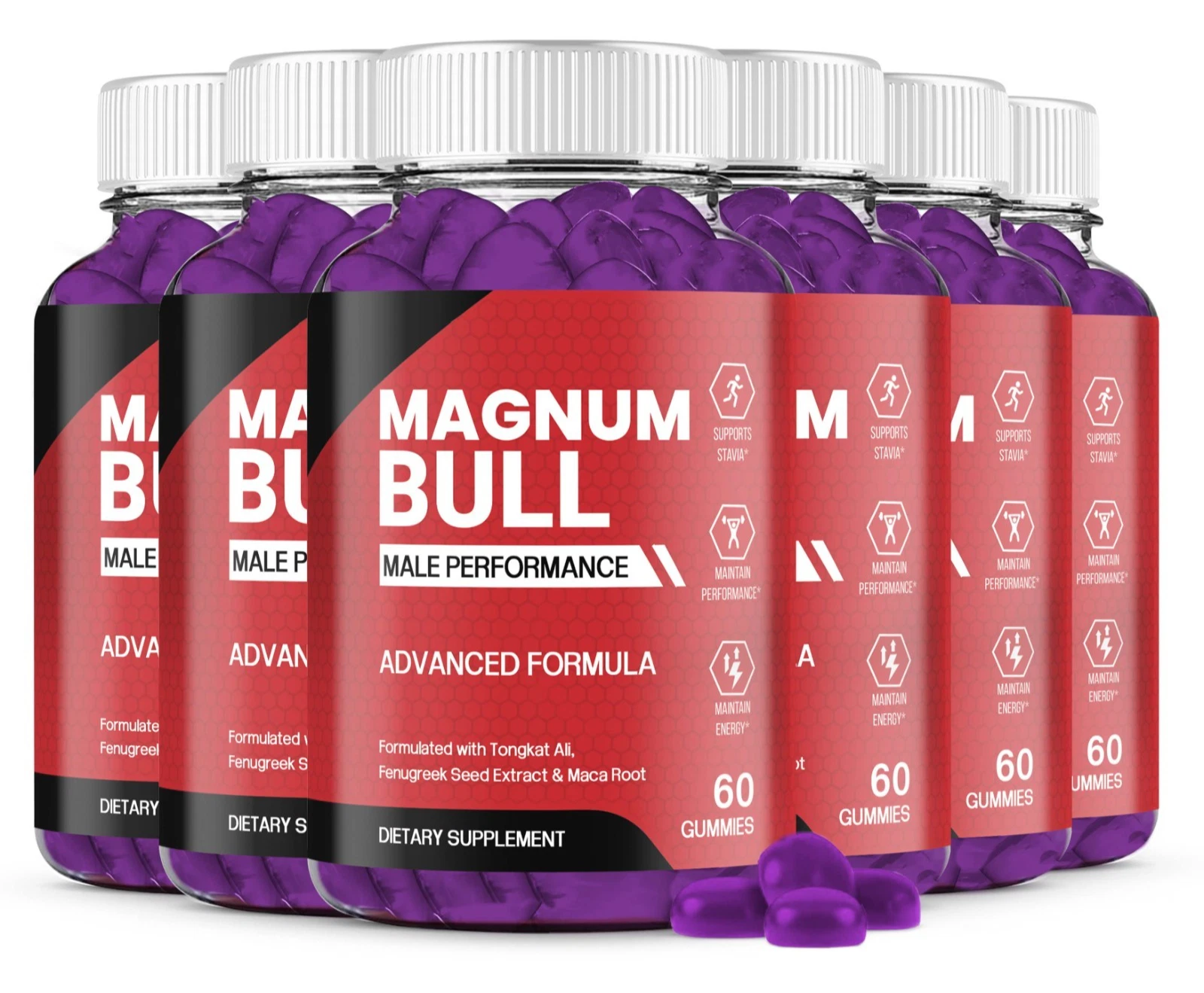 (6 Pack) Magnum Bull Gummies for Men, Ultra Potency Formula For Male Health