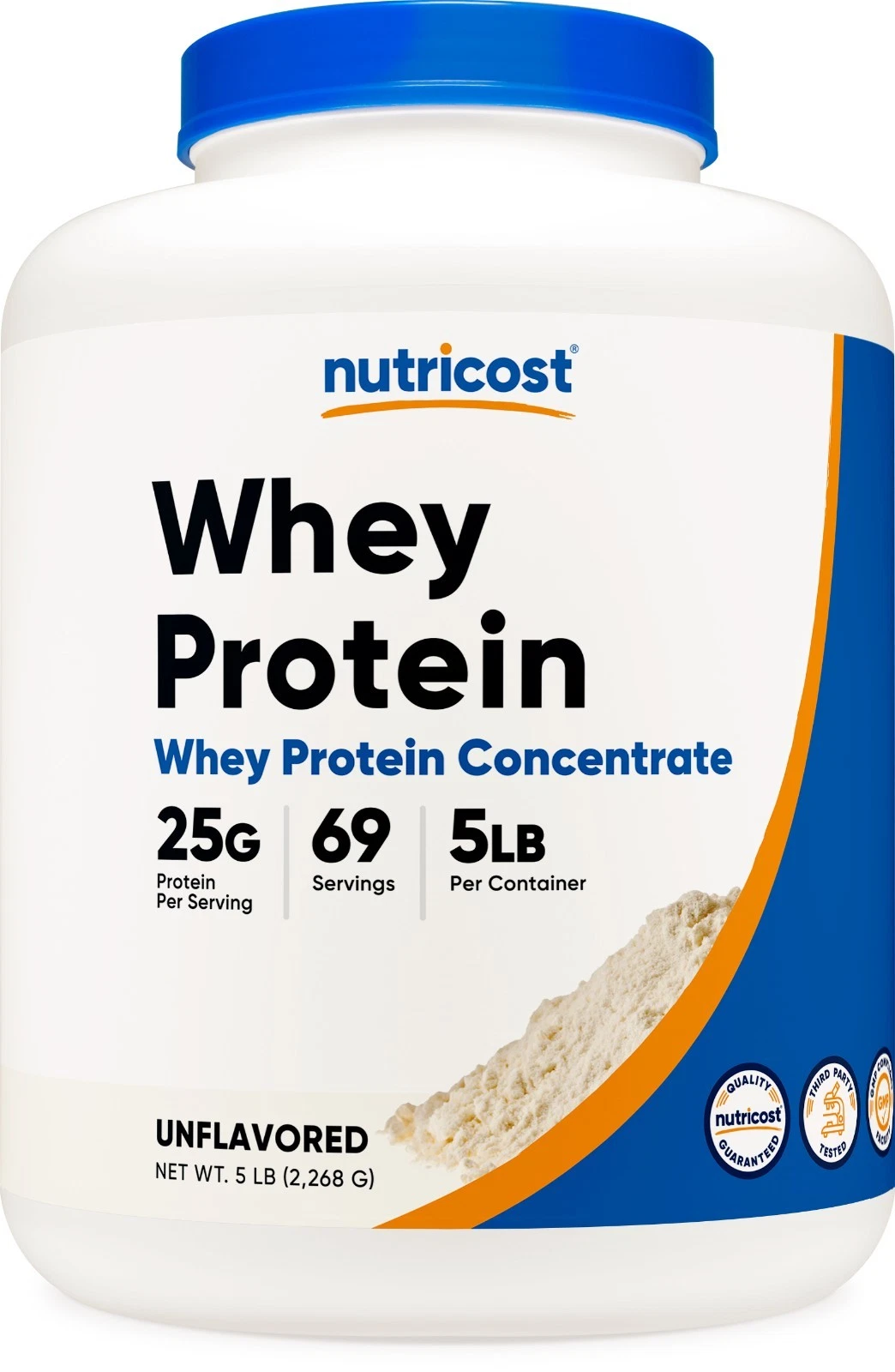 Nutricost Whey Protein Concentrate (Unflavored) 5LBS - Non-GMO Protein Powder