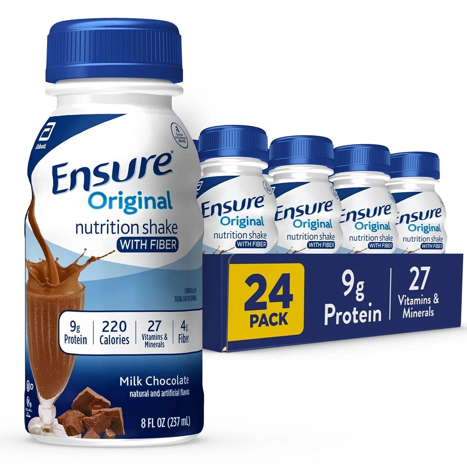 Ensure Original Milk Chocolate Nutrition Shake with Fiber| Meal Replacement S...