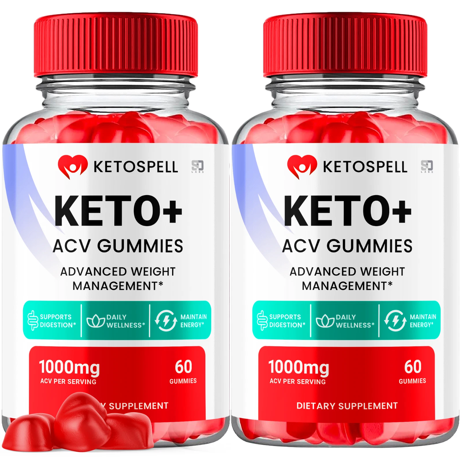(2 Pack) KetoSpell Keto+ ACV Gummies Weight Loss Supplement 1000MG (120 Gummies)